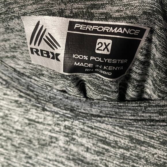 RBX Performance Short Sleeve Heathered Gray Workout T-Shirt 2X Men's Athletic - Picture 3 of 7